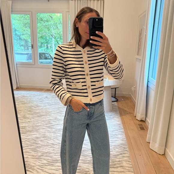 Striped Black and Cream Women's Sweater